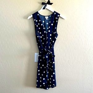 Navy and White Polka dot dress.
